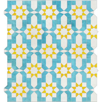 Mosaic House Moroccan tile Dazzle Custom Border 1-13-18 White Light Turquoise Yellow  zellige, mosaic, zellij, field, pattern, glaze, intricate, classic 